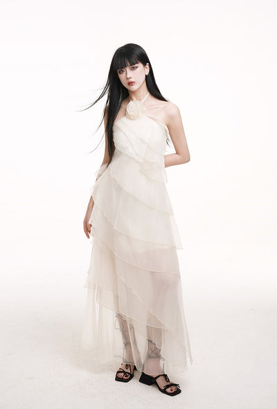 White Moonlight Halter Neck Dress LAD0182