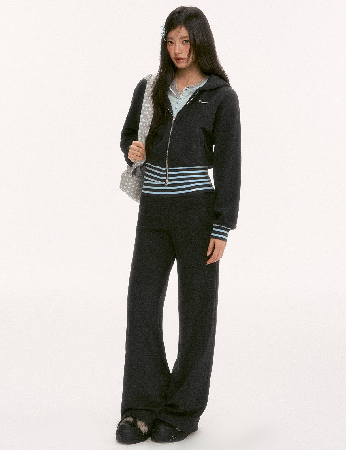 Color Block Striped Slim Fit Hooded Jacket WEE0128