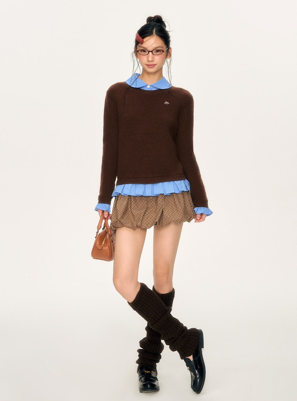 Brown Plaid Tulip Skirt WEE0063