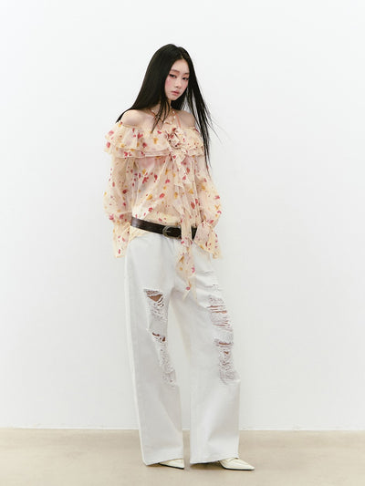 Flower Sling Chiffon Shirt/Underwear VIA0250
