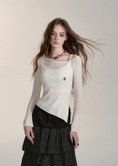 Slim Fit Design Wool Irregular One-shoulder Sweater VIA0189