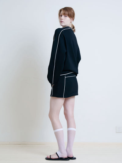 V-neck Patchwork Sweatshirt/Sports Skirt AOA0022