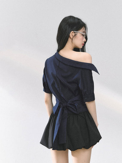 Off-shoulder Waist-slimming T-shirt DIA0465