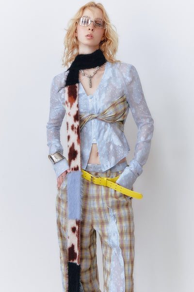 Contrast Color Long Scarf OFA0284