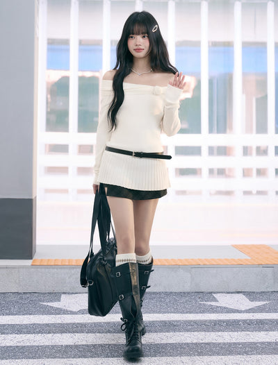 Off-Shoulder Floral Sweater WEE0072