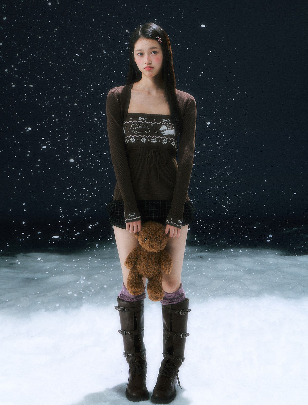 Brown Fair Isle Design Sweater WEE0100