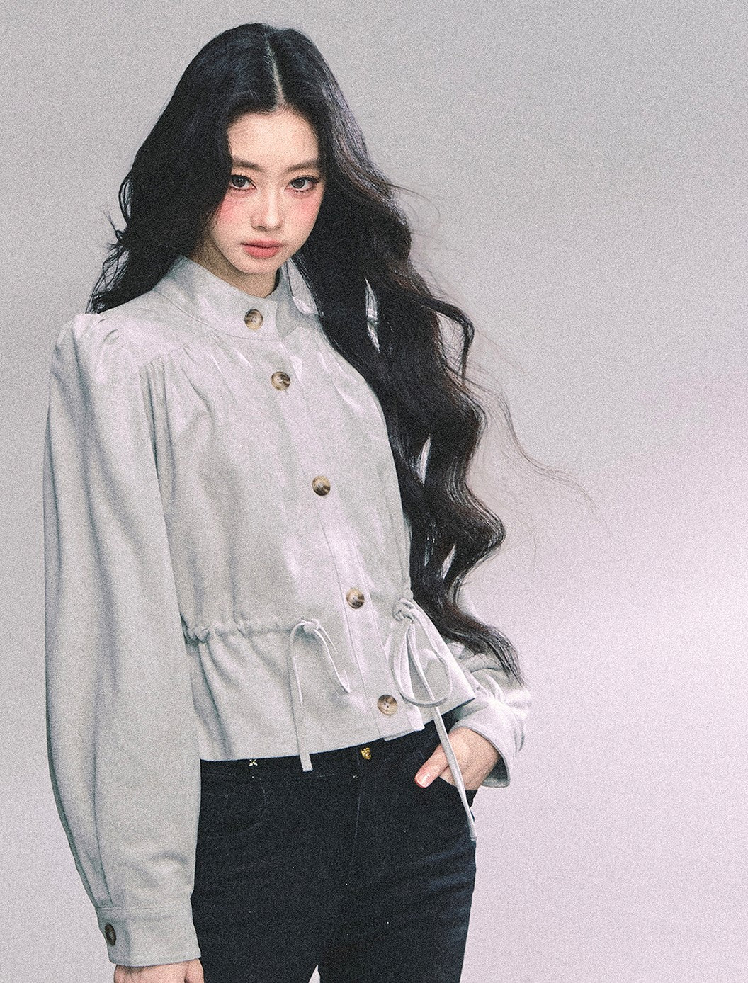 Velvet Stand Collar Shirt DIA0641