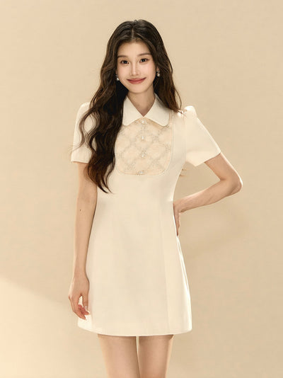 Lace Puff Sleeve A-line Dress OSH0132