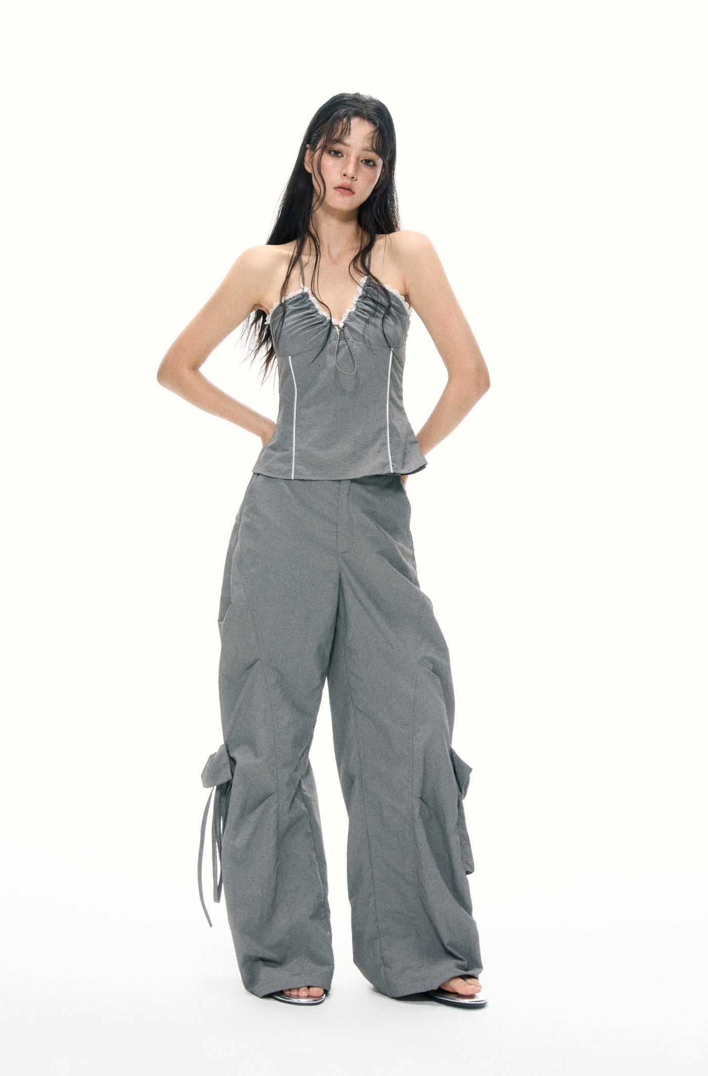 Drawstring Pocket Loose Pants/Top APE0373