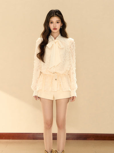 Puff Sleeves Bow Shirt Dress OSH0139