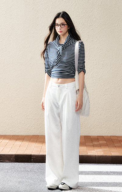 Striped Mid-sleeve T-shirt SHI0183