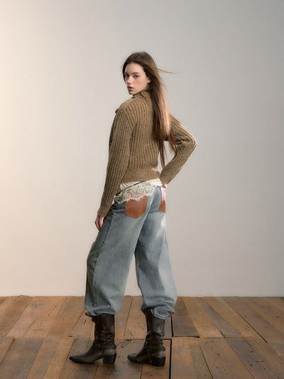 Yarn High-Neck Knit Cardigan VIA0357