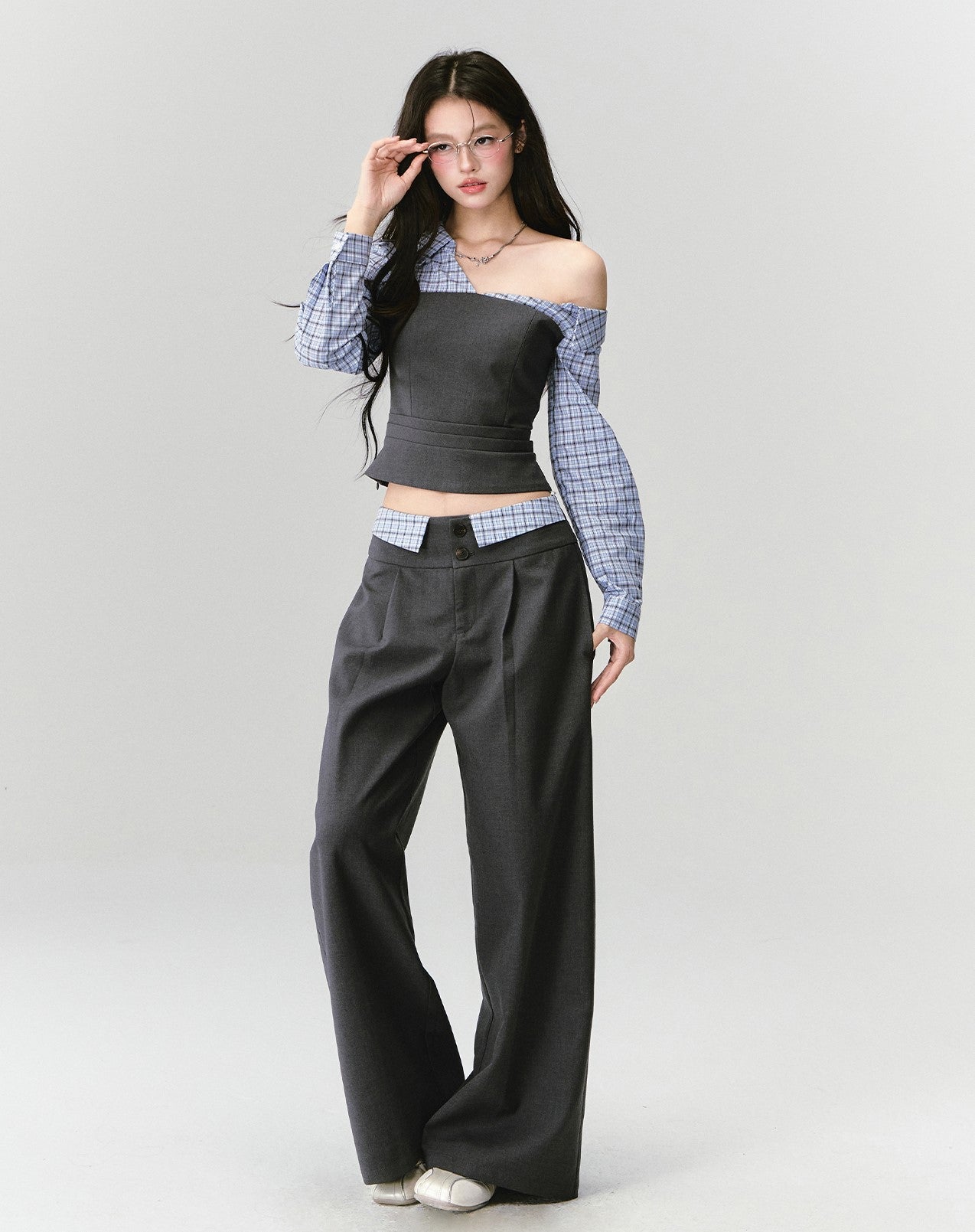 Intellectual Off-shoulder Shirt/Pants FRA0414