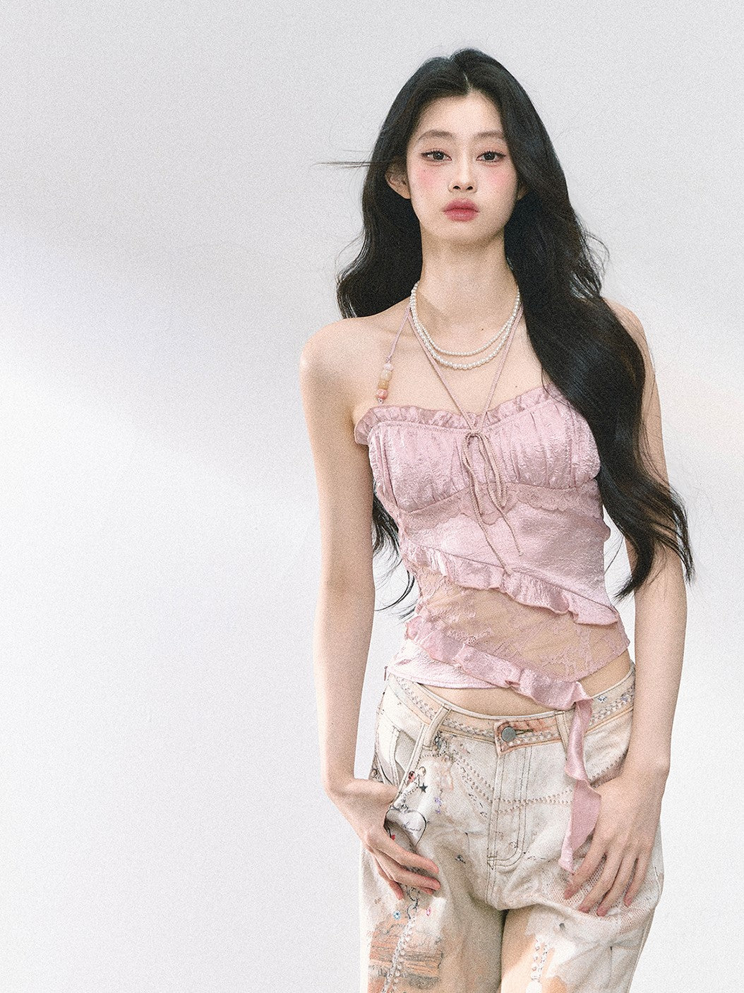 Lace Halter Slim Camisole DIA0472