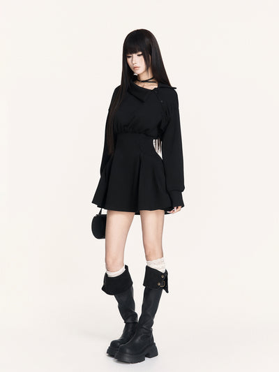 Off-Shoulder Long-Sleeved Sweatshirt Dress VOC0458