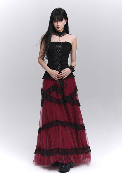 Red Tulle Long Skirt LAD0211