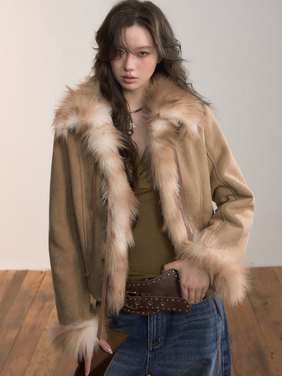 Bow-tie Large Faux Fur Coat VIA0365