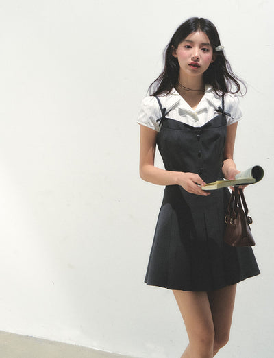 Fake Two-piece Design Pleated Dress SUN0155