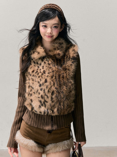 Faux Two-Piece Knitted Fur Jacket DIA0754
