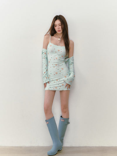 Seaside Printed Dress + Cardigan VIA0278