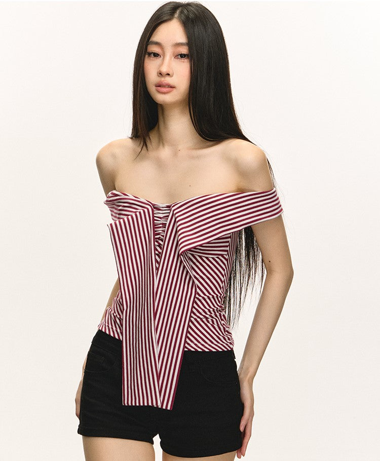 Striped One-shoulder Top ANA0053