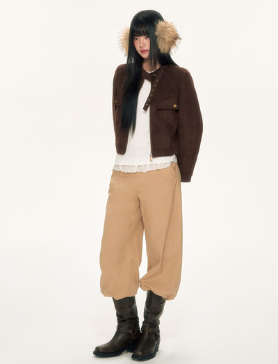Dark brown Suede Basic Jacket WEE0094