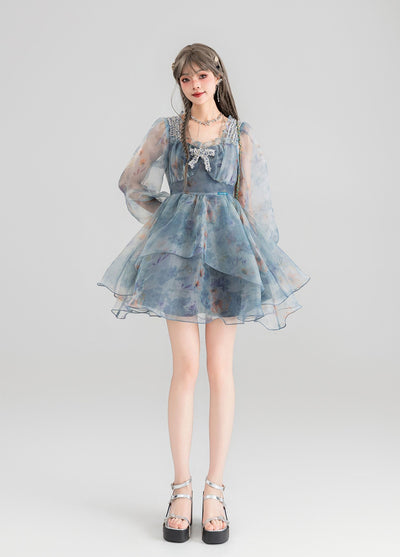 Floral Short/Long Sleeve Fairy Puffy Princess Dress KEI0065