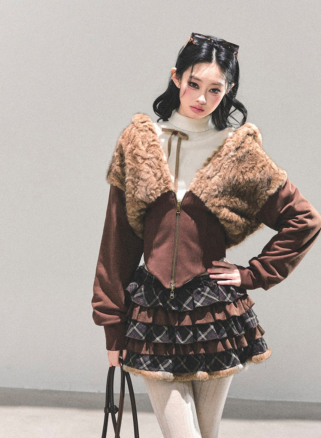 Lambswool Short Hooded Jacket DIA0681