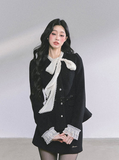 Black Jacket With Ribbon/Short Skirt DIA0592