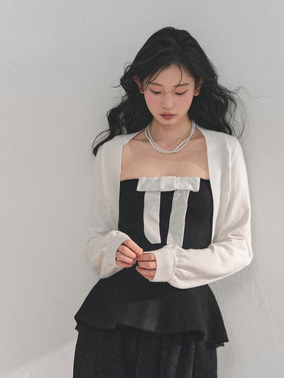 Short Cardigan/Waist Slim Bow Vest DIA0732