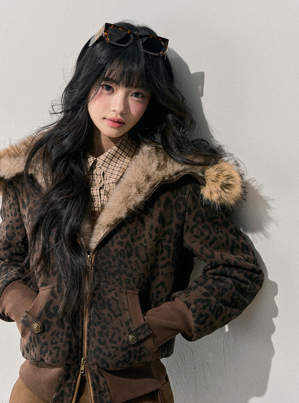 Quilted Leopard Print Fur Jacket DIA0715