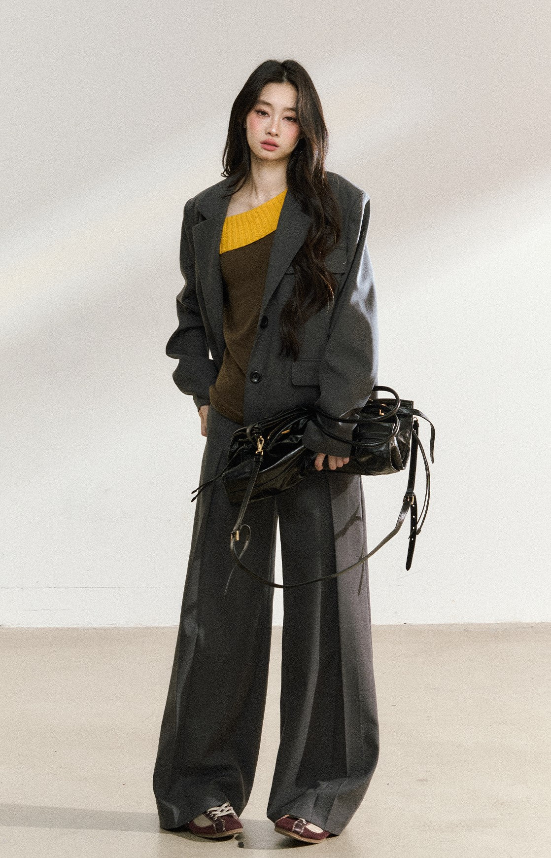 Dark Gray Mid-length Suit Jacket SHI0222