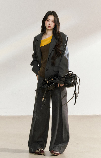 Dark Gray Mid-length Suit Jacket SHI0222