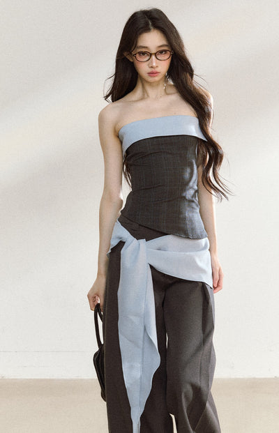 High-end Suit Contrast Color Tube Top/Pants SHI0204