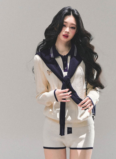 Two-Color Knitted Top/Shorts DIA0685