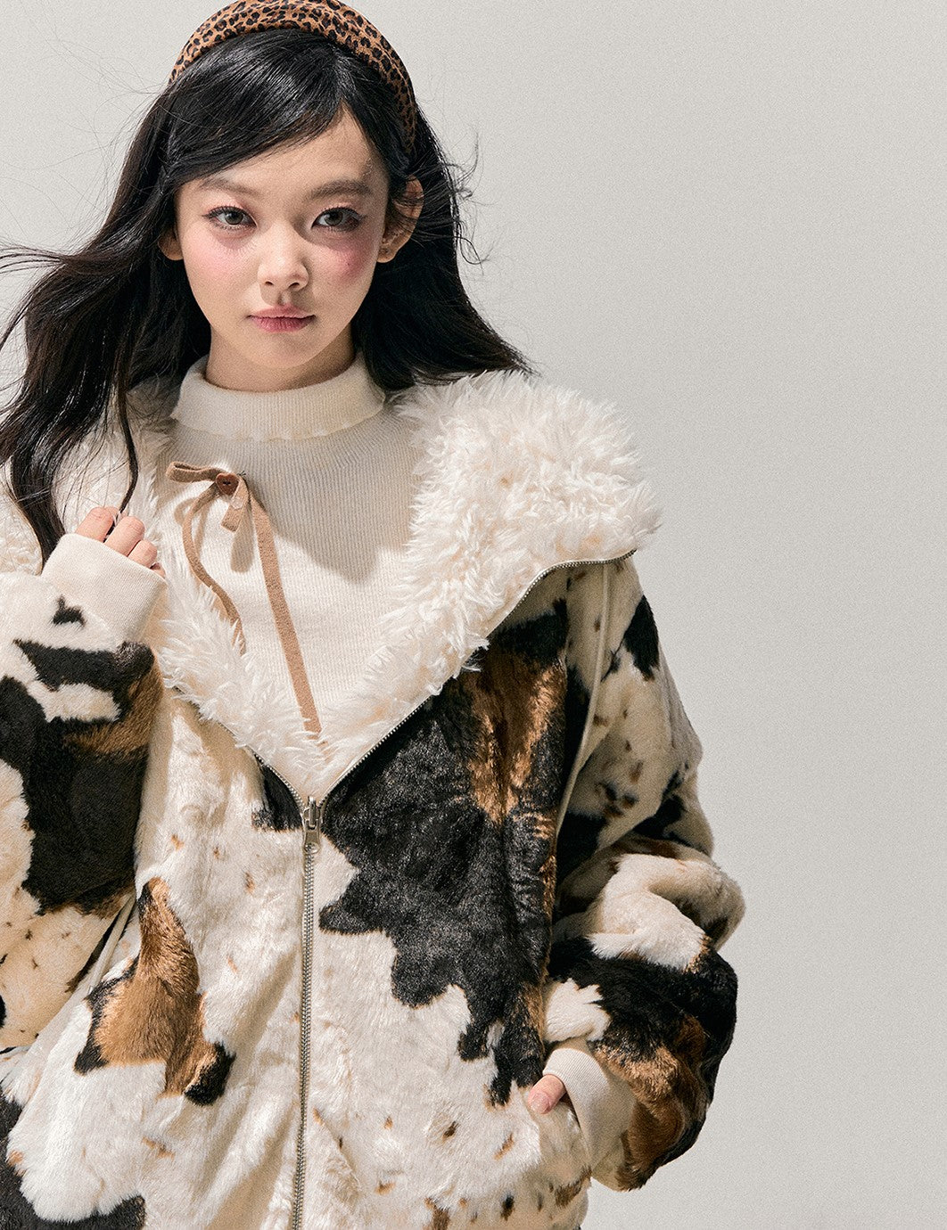 Marble Color Fur Coat DIA0749