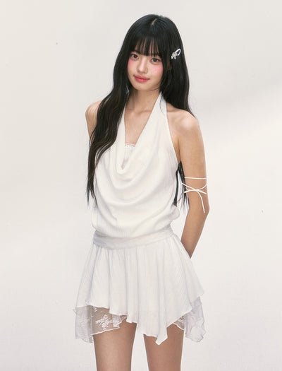 Lace Splicing Swing Collar Dress WEE0009