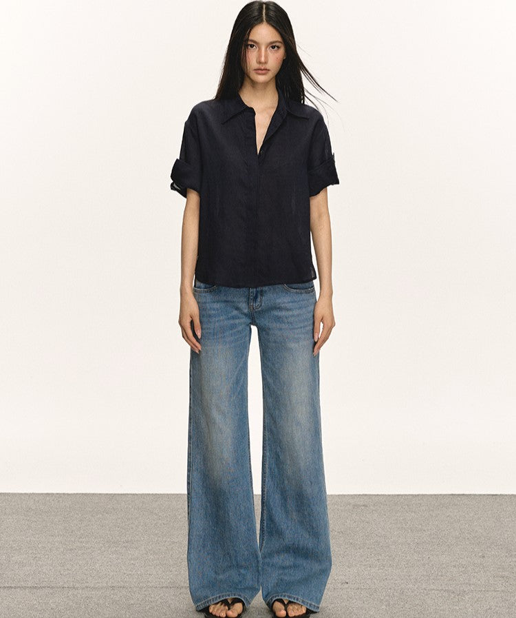 High-end Linen Short-sleeved Shirt ANA0044