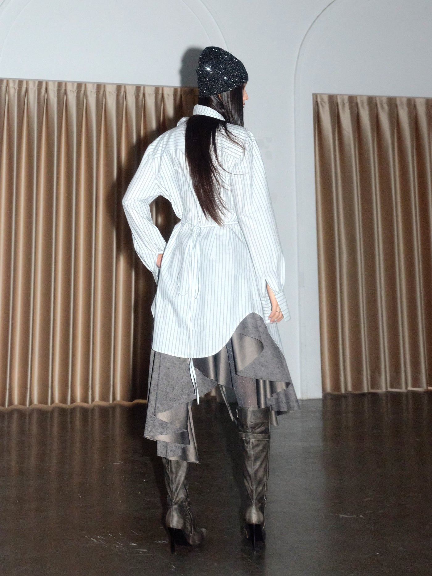 Deconstructed Striped Cotton Shirt JNY0277