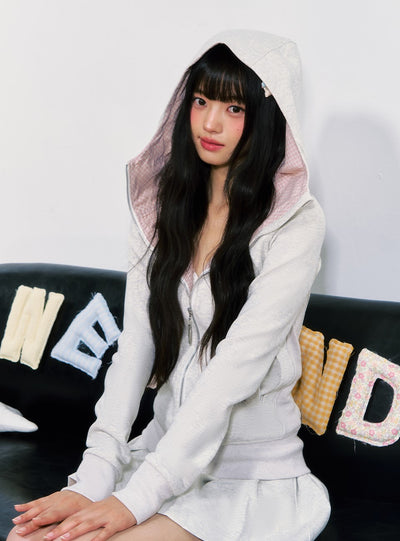 Plaid Stitching Hooded Jacket WEE0028