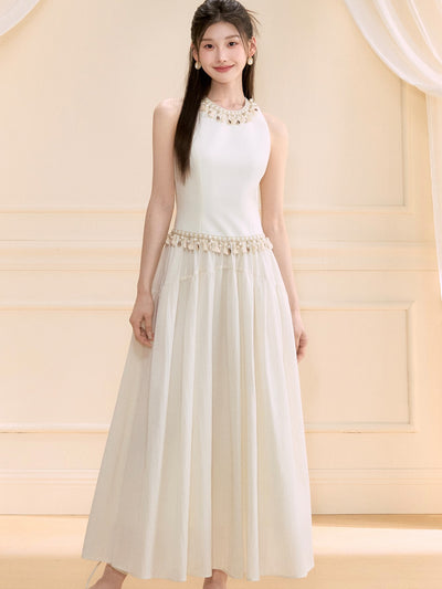 Beaded Sleeveless Long Dress OSH0126