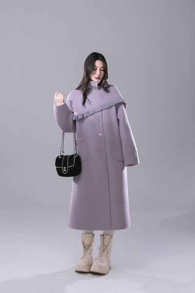 Romance Elegant Perilla Removable Tassel Cape Wool Tweed Coat COT0176