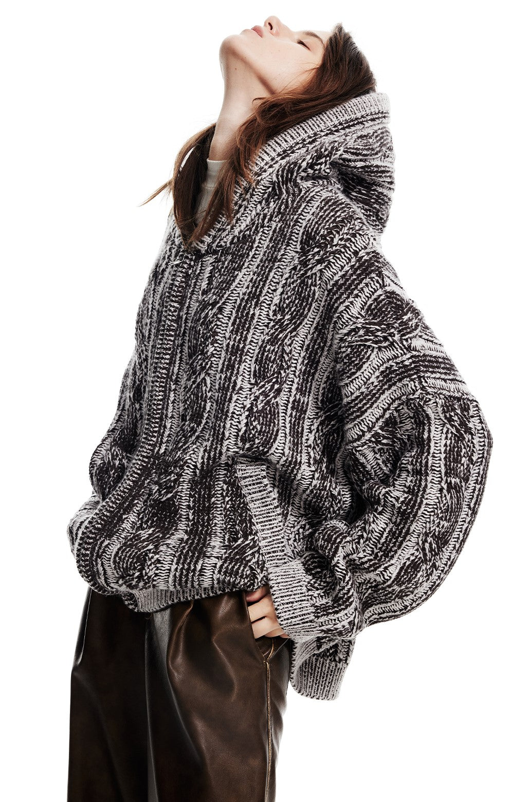 Loose Lazy Style Hooded Knitted Cardigan WES0134