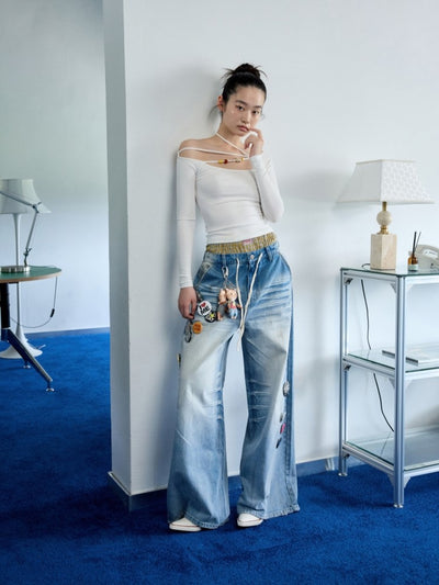 Blue Badge Wide-leg Jeans JIN0040