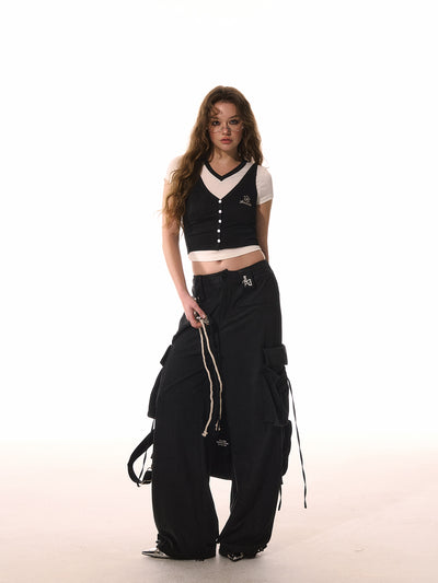 Bowknot Large Pocket Loose Casual Pants ACM0091