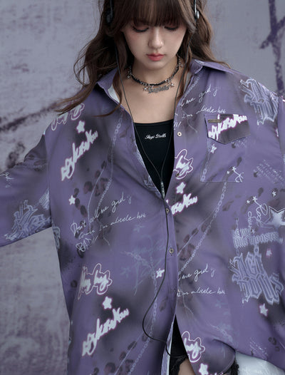 Purple Printed Shirt SAG0271