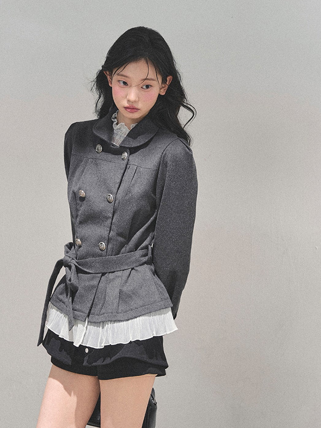 Gray French Style Suit Jacket DIA0764