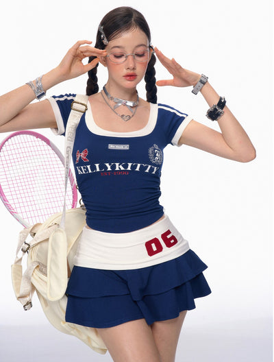 American Sports Casual T-shirt/Short Skirt DIA0179