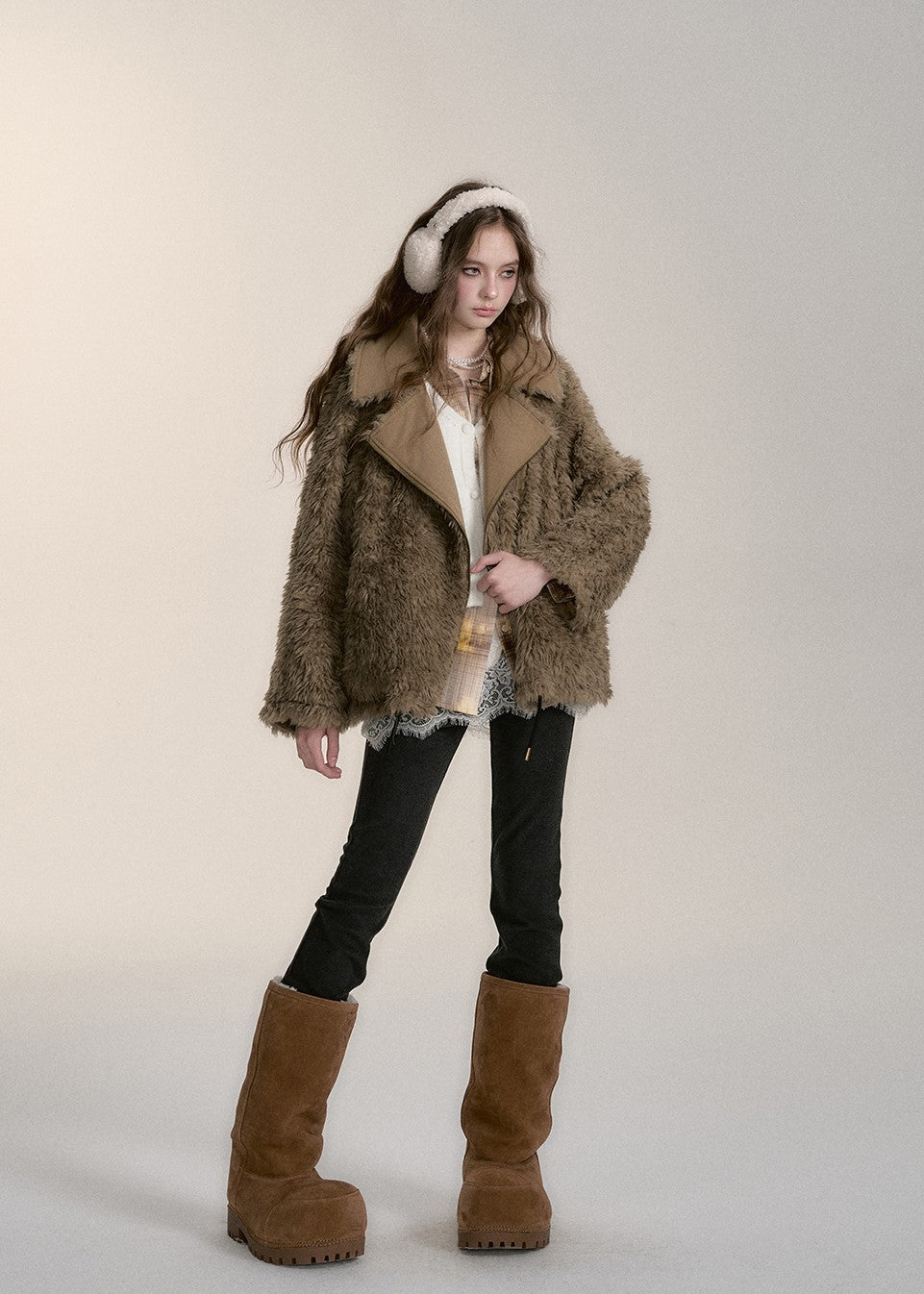 Lapel Two-wear Warm Plush Loose Fur Coat VIA0185