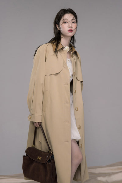 Leather Collar Long Coat COT0343